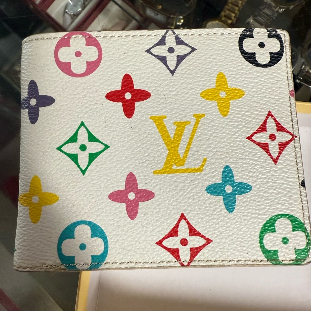 Used Louis Vuitton Multicolor Monogram Wallet – White Canvas
